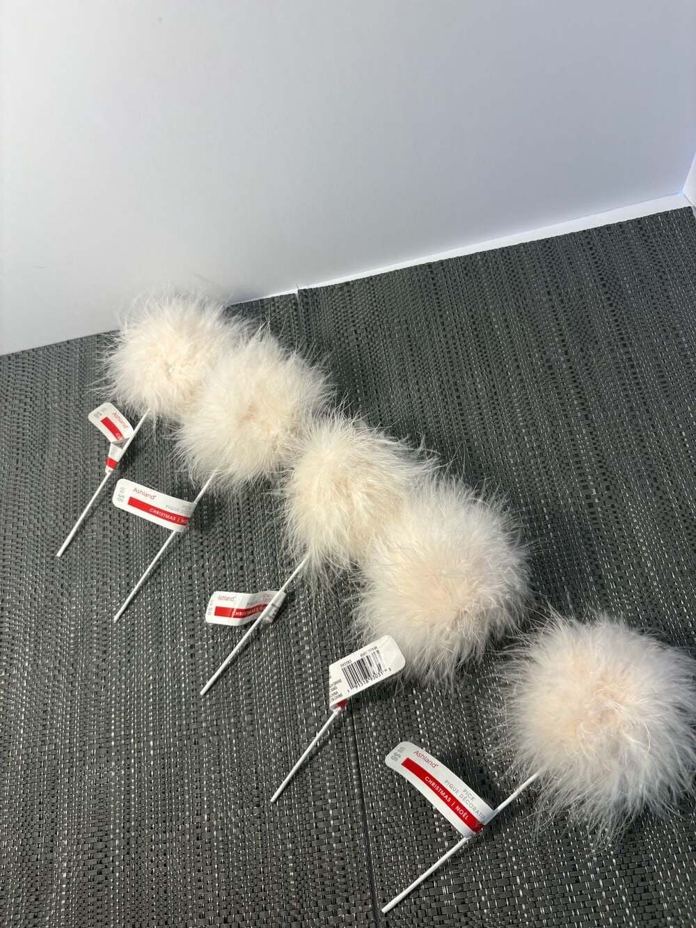 Ashland Christmas Holiday Pick Pink Fluffy Ball Short New Total 5 Pc.